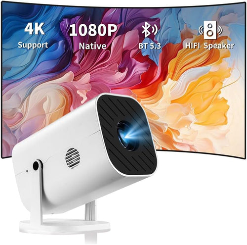 1080P Portable Projector (Built-in Speaker and Bluetooth 5.3), 210°Rotatable, Compatible with 4K, Mini Movie Projector, Supports Smartphones/Video