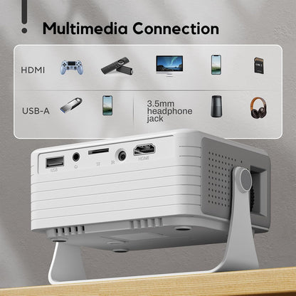 Mini Projector, 1080P Full HD Supported Portable Projector for Home Theater, Movie, Outdoor, Compatible with iOS/Android/HDMI/USB/TV Stick/PC