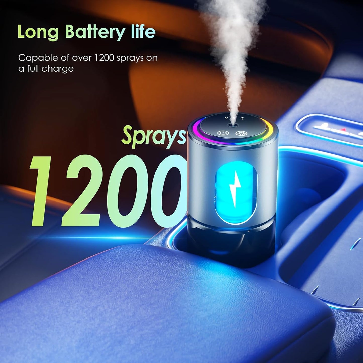 Car Air Freshener, Smart Car Air Freshener, RGB Music Syncing Light, Diffuser 150ml Capacity for 6 Months, Auto On/Off, Three Adjustable Modes