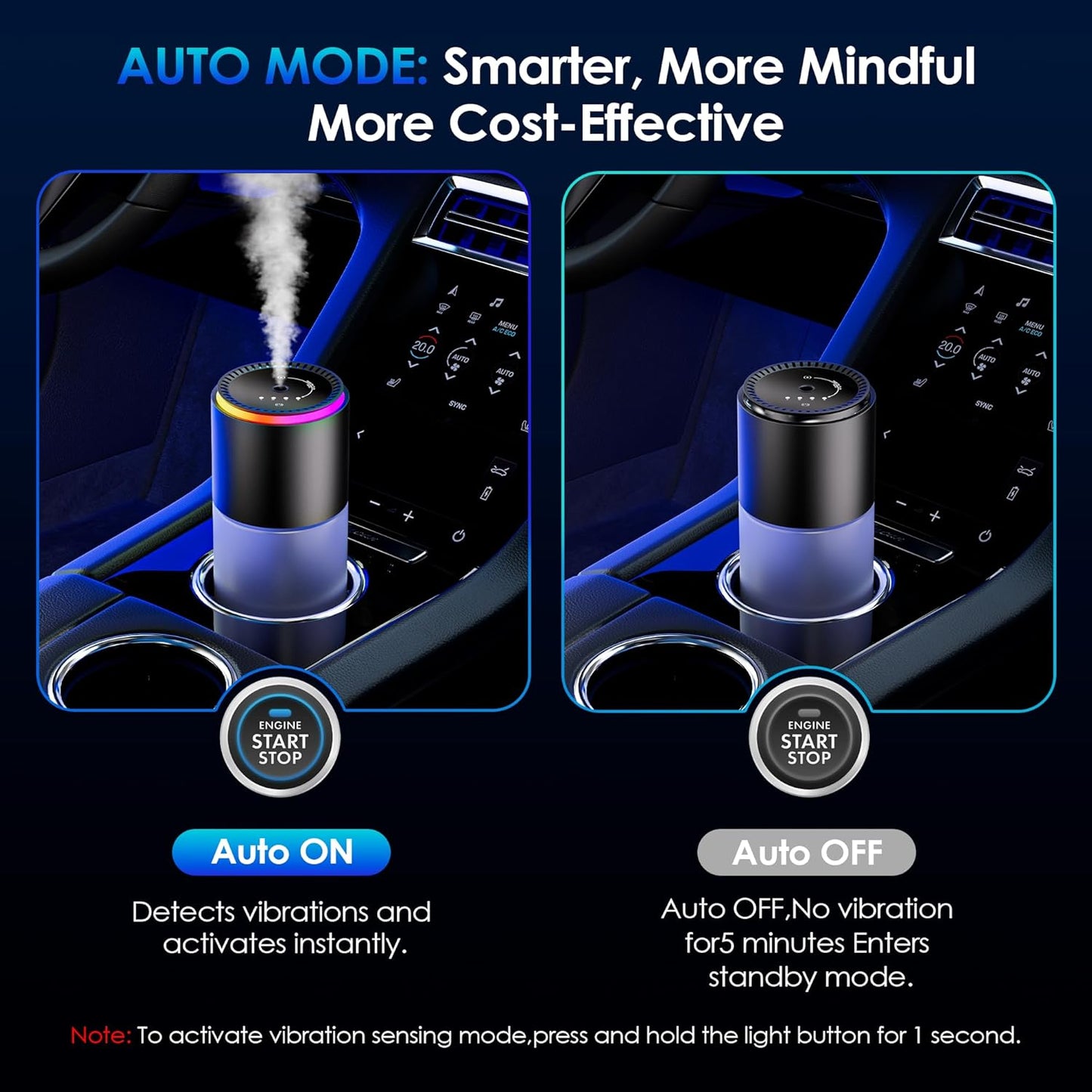 Car Air Freshener, Smart Car Air Freshener,car Diffuser with 150 ML (5oz) Capacity Multi-fragrance,RGB Music Syncing Light, Auto On/Off